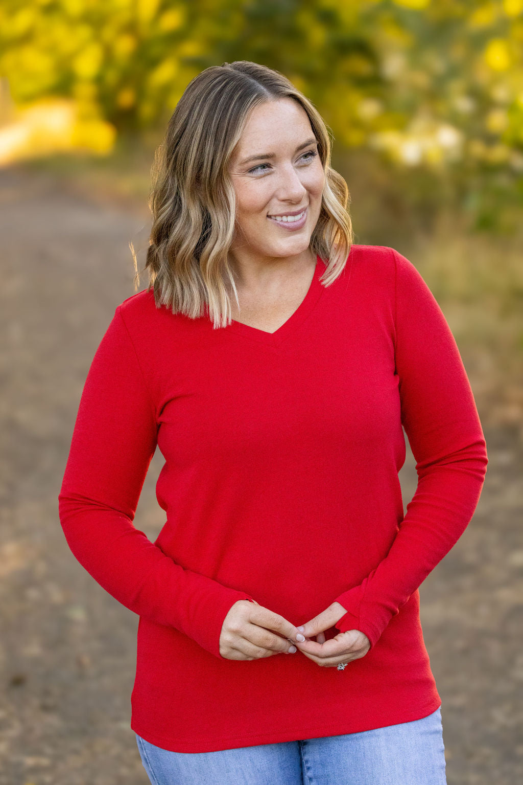 Michelle Mae Leah Long Sleeve Top - Red