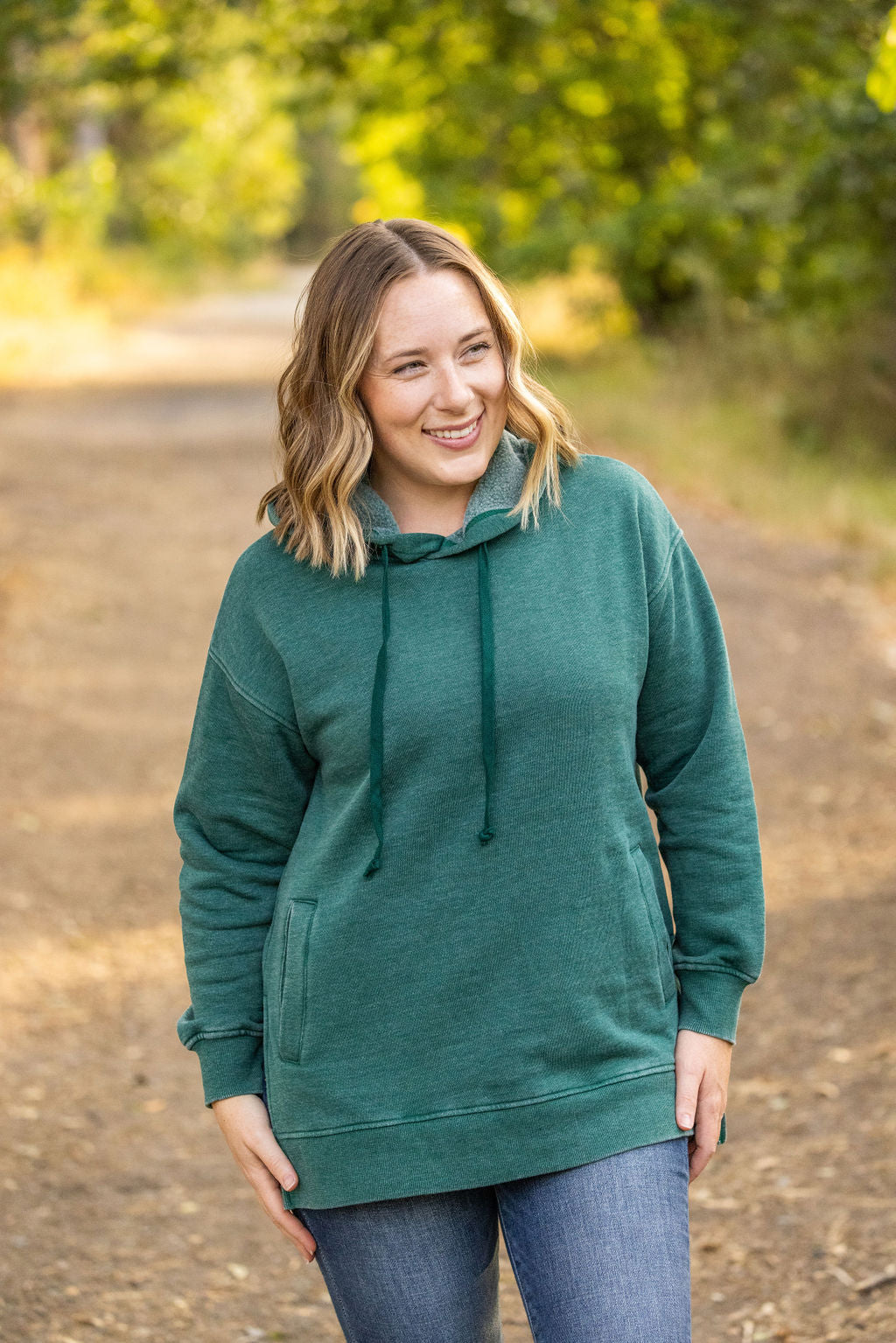 Michelle Mae Vintage Wash Hoodie - Hunter Green