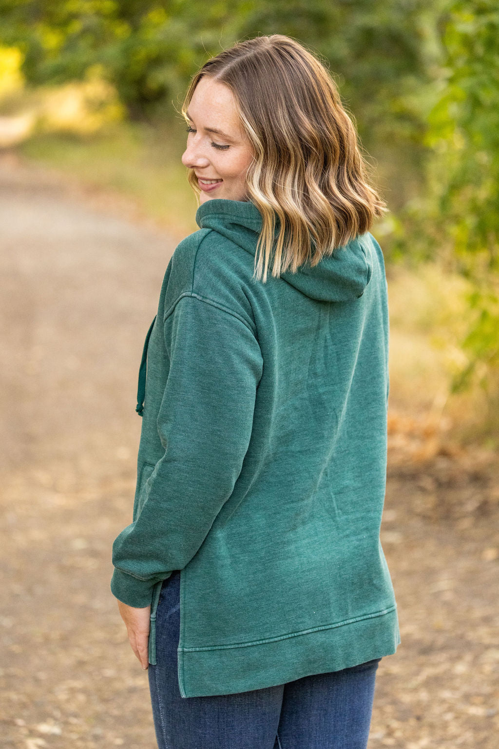 Michelle Mae Vintage Wash Hoodie - Hunter Green