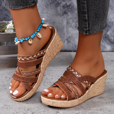 PREORDER - Live, love, laugh, repeat Crisscross Wedge Sandals