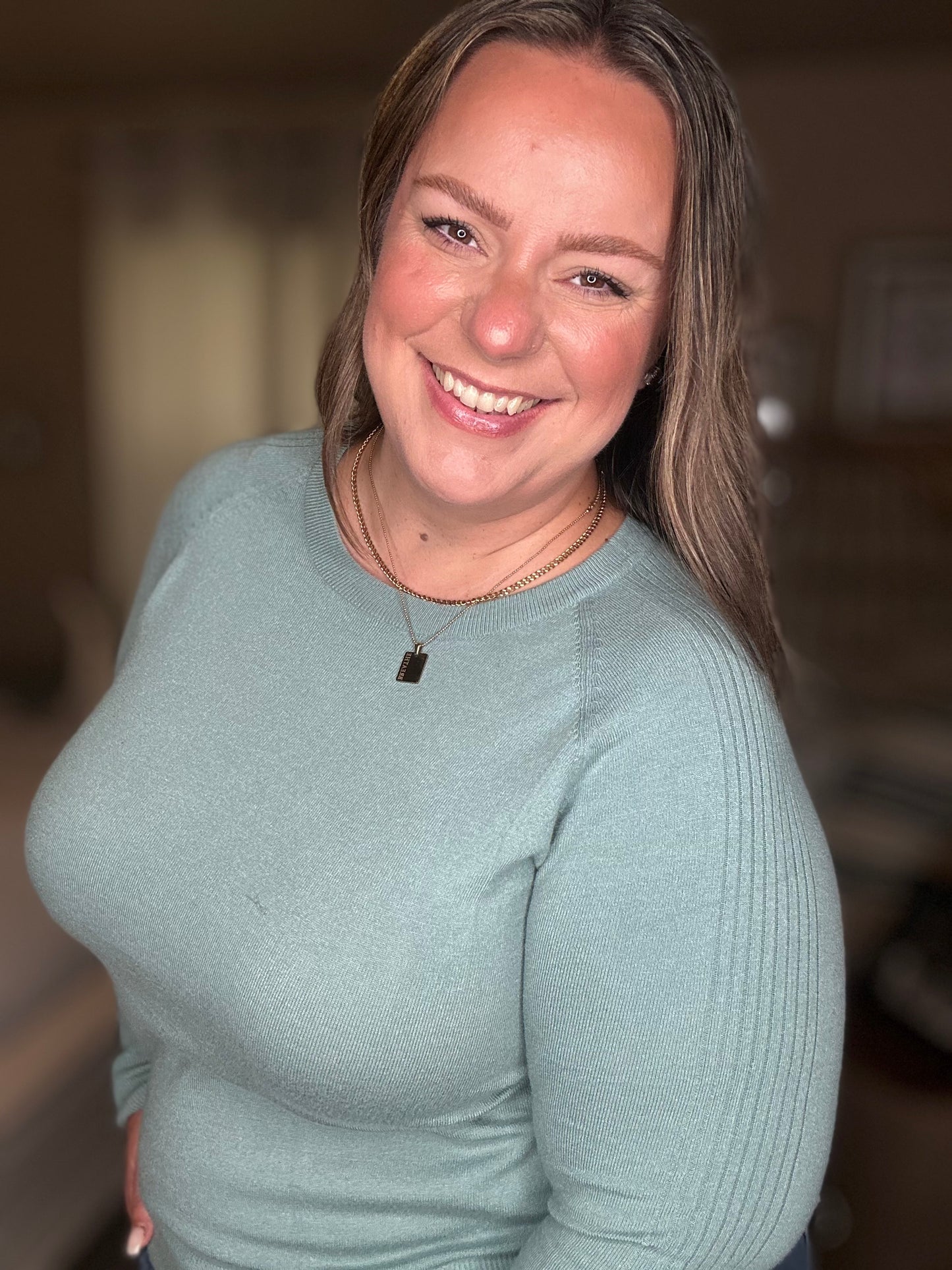 Michelle Mae Ella Long Sleeve Top - Sage