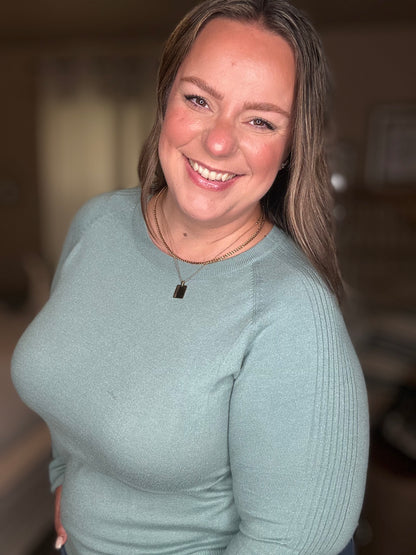 Michelle Mae Ella Long Sleeve Top - Sage