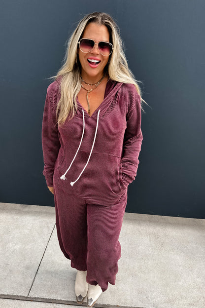 PREORDER- RIBBED HAYDEN HOODIE JUMPSUIT