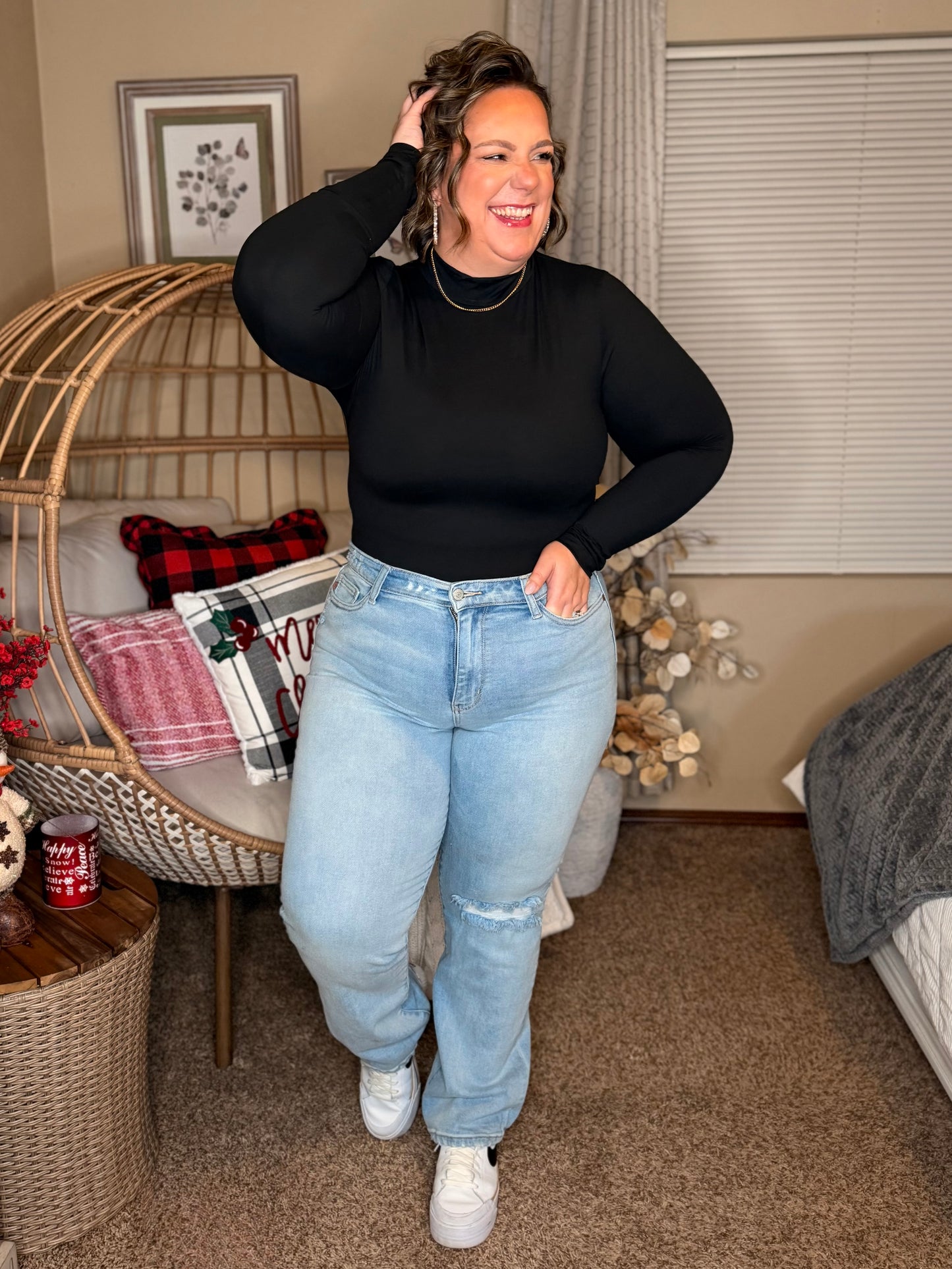 Simple Situation Mock Neck Bodysuit