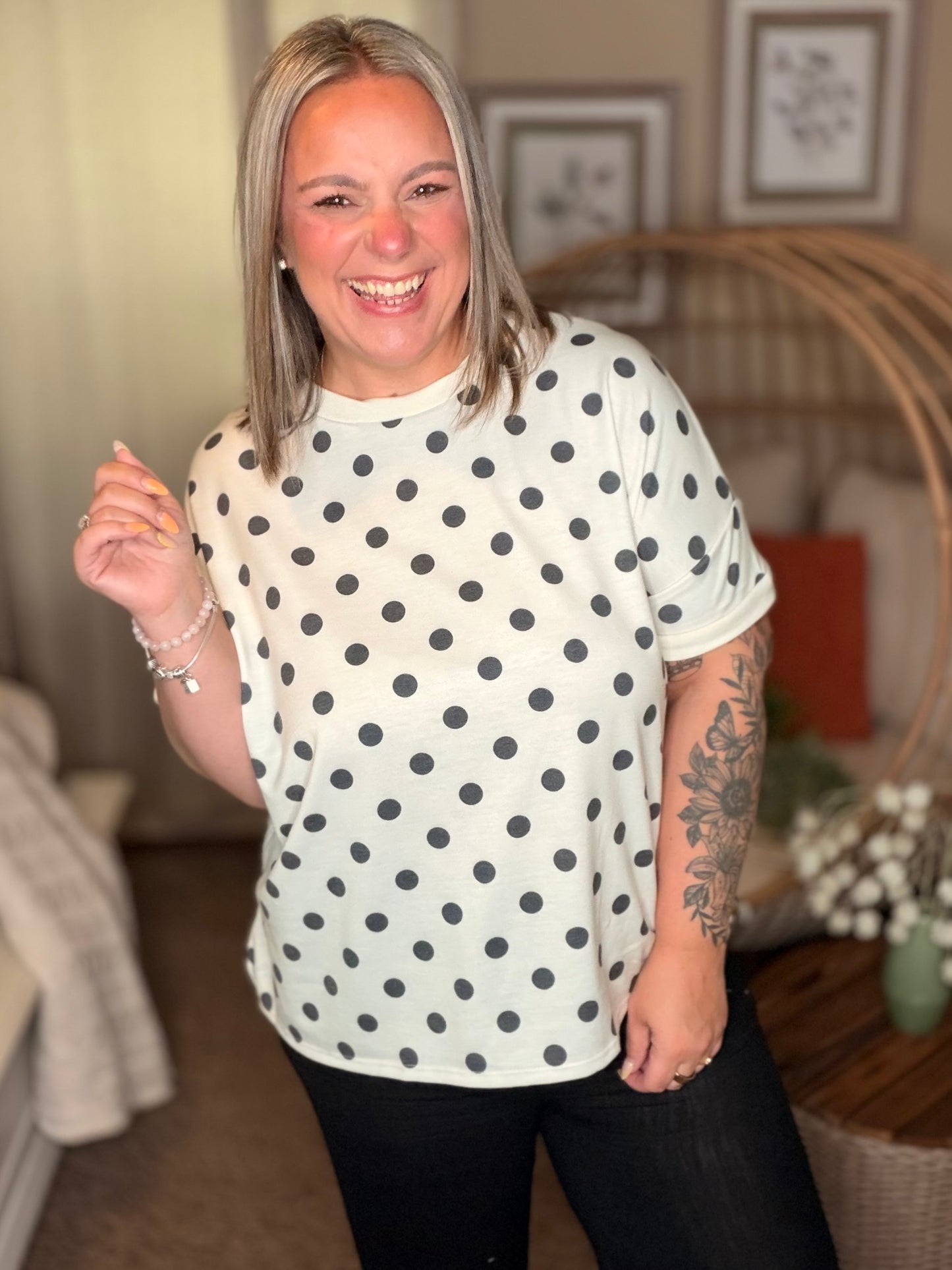 Pretty in Polka Oversized Drop Shoulder Tee