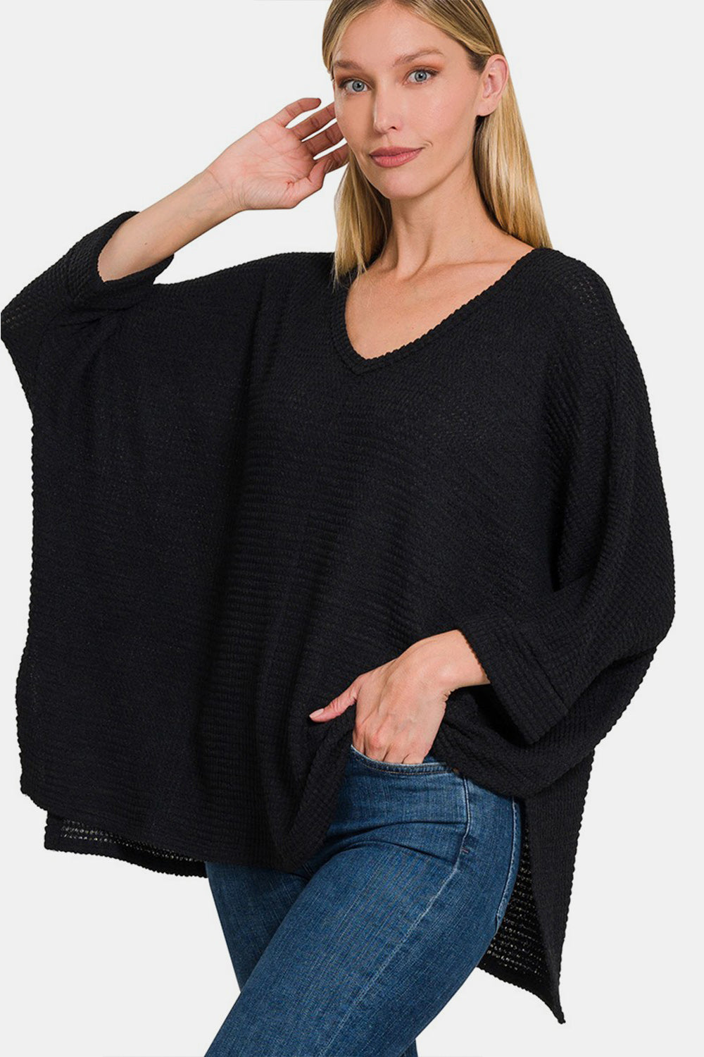 Snuggle Up Time Long Sleeve Slit Top