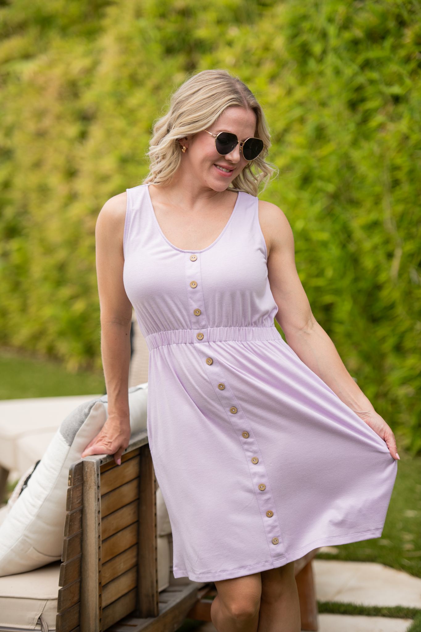 Michelle Mae Beverly Button Dress - Lavender