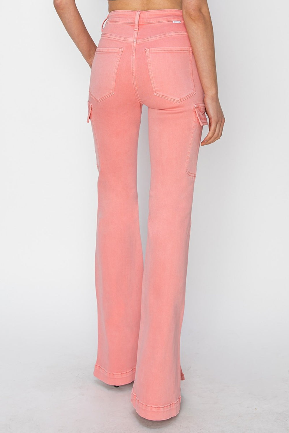 Sunshine On My Mind Side Slit Cargo Bootcut Jeans (FLAMINGO)