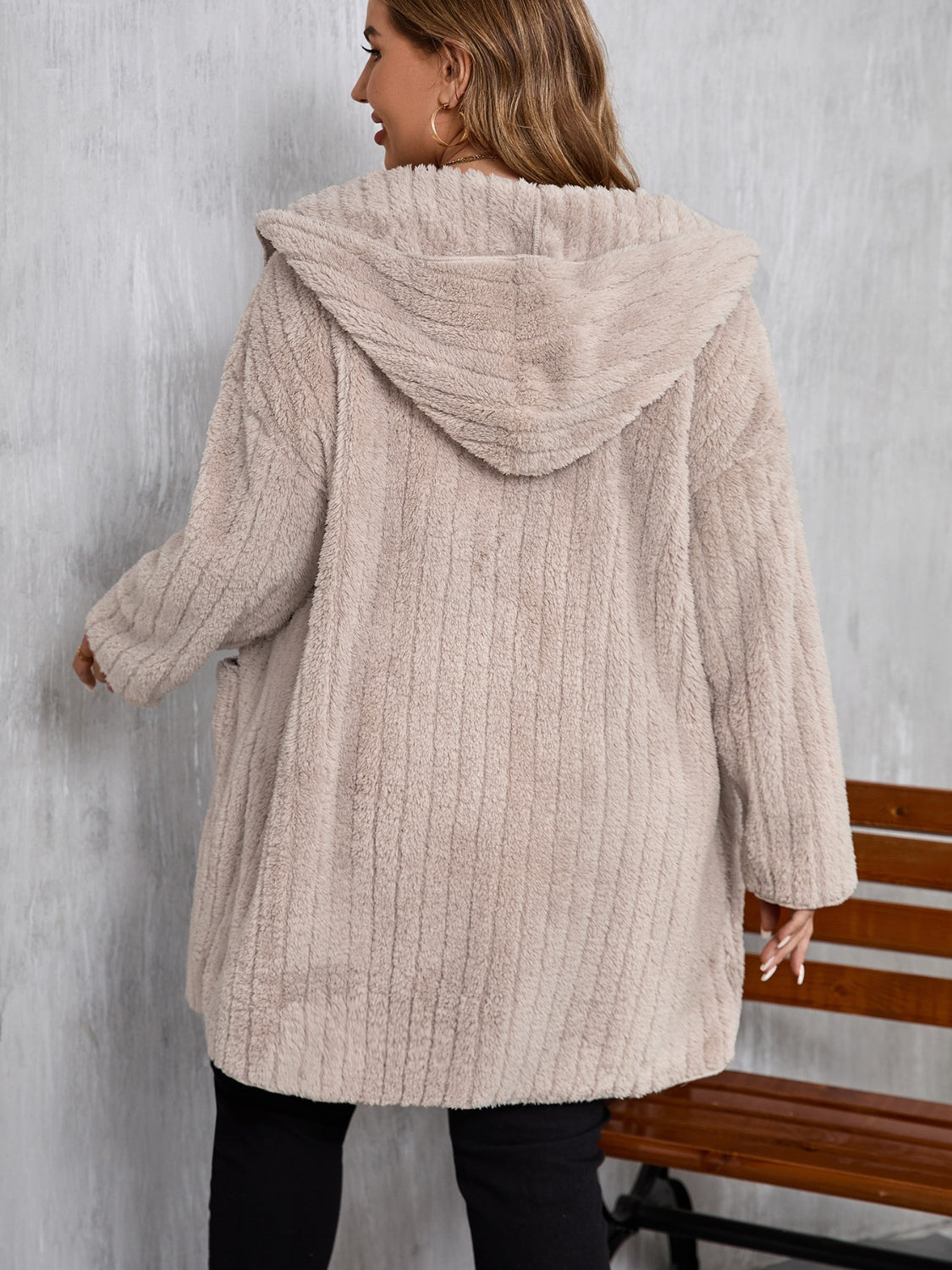 PREORDER - Cozy Comfort Long Sleeve Hooded Fuzzy Jacket