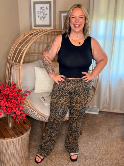 Roxy High Waist Bootcut Leopard Print