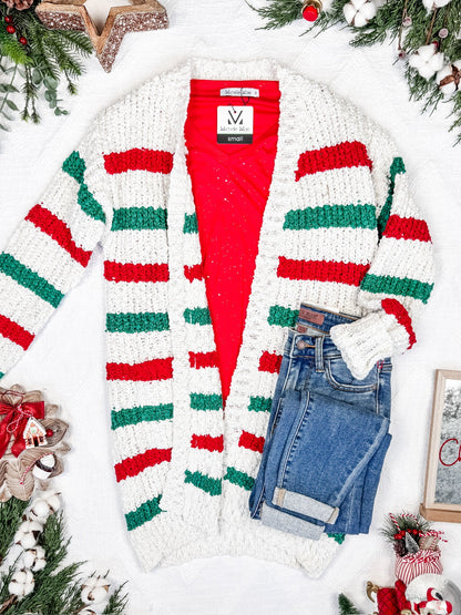 Michelle Mae Stripe Cardigan - Christmas Stripe