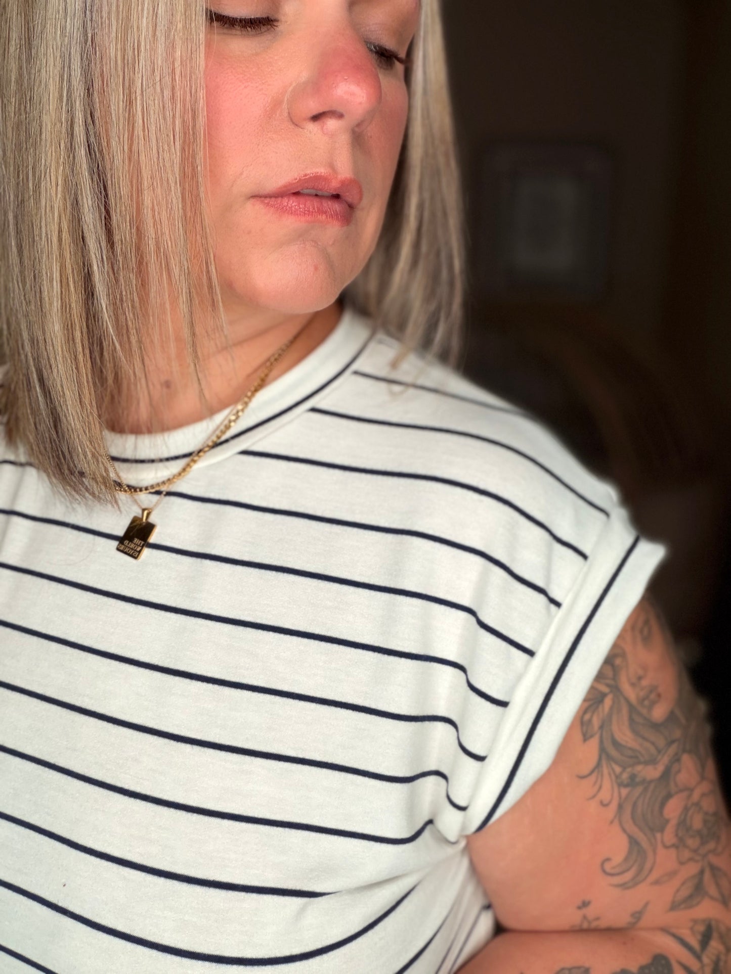 Everything In Between Striped Cap Sleeve Tee