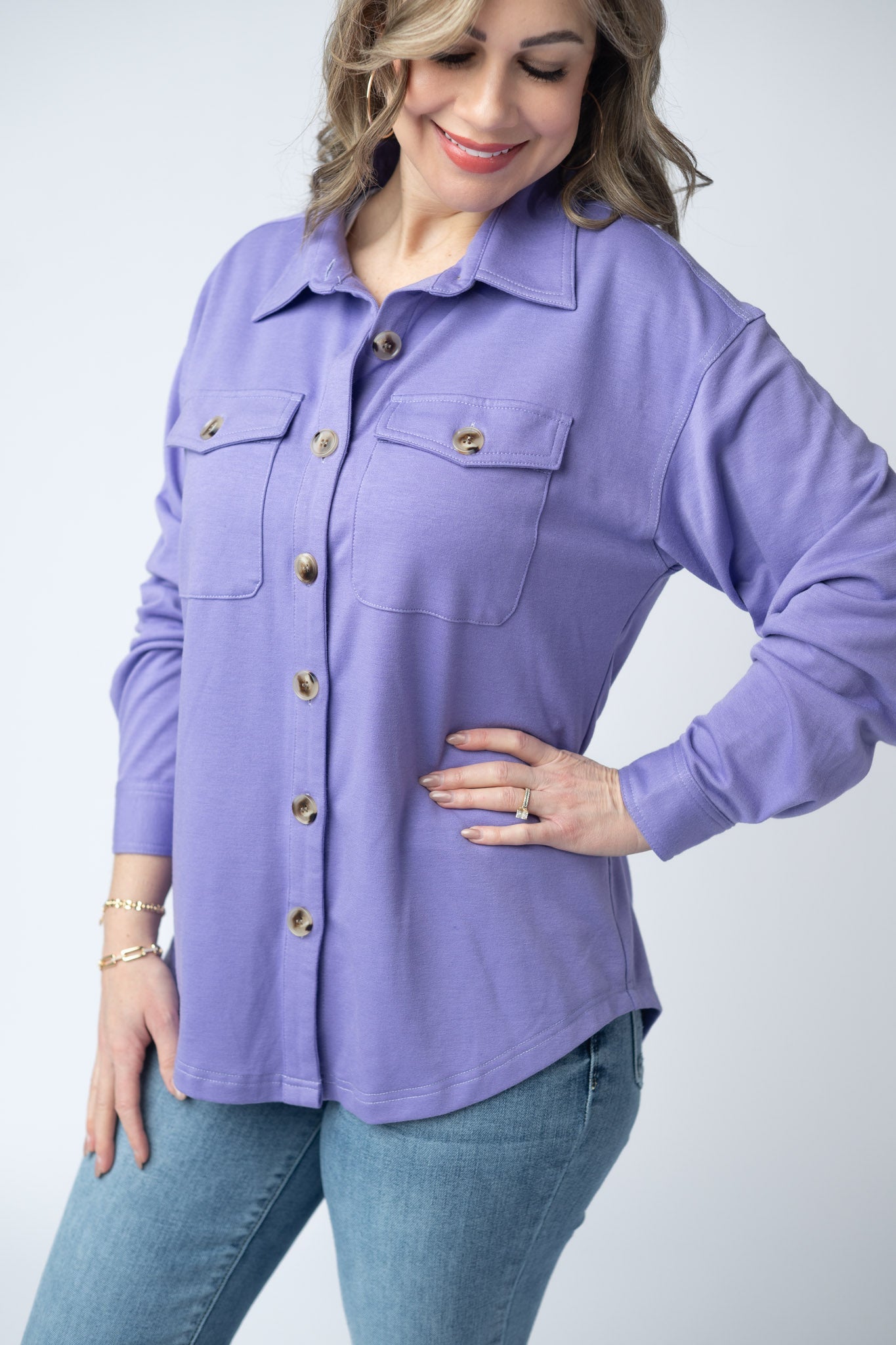 Michelle Mae Brenna Button Down Top - Purple