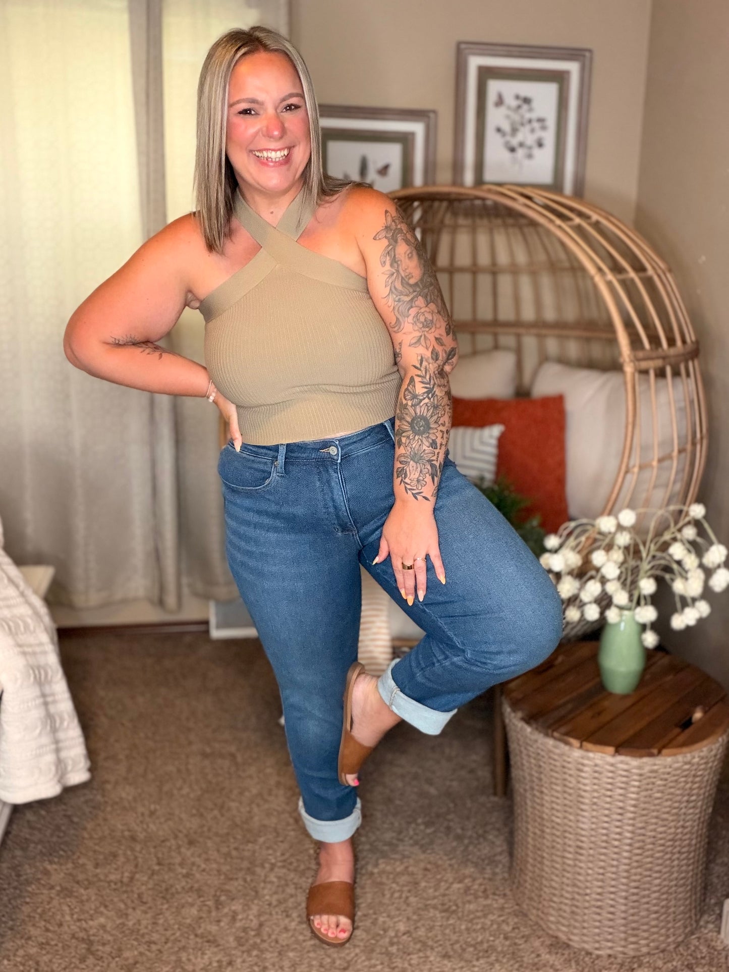 Shane Mid Rise Billie Boyfriend Jean in Dark Cozy Indigo