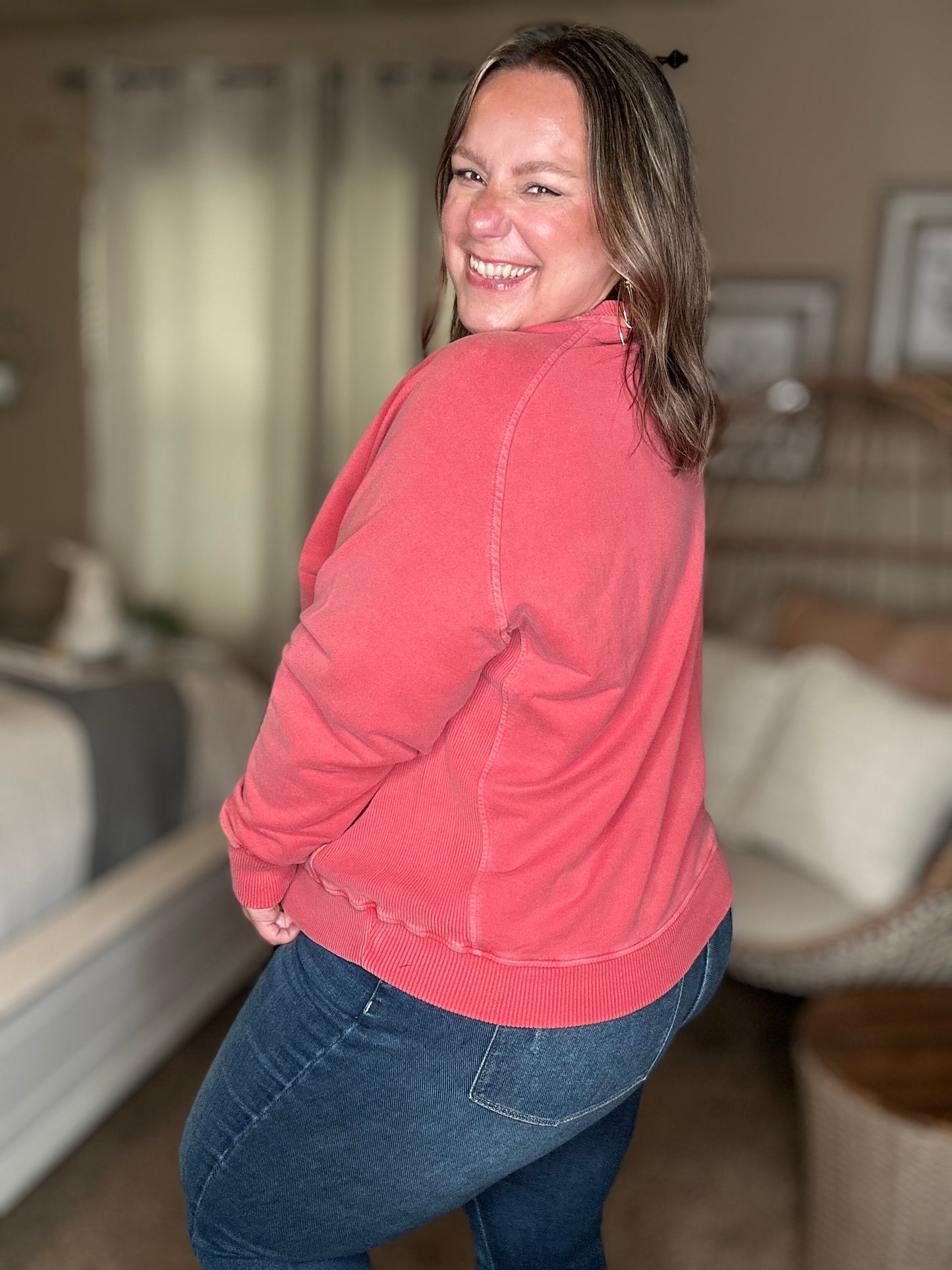 Daily Ease Mineral Wash Pullover in Ruby