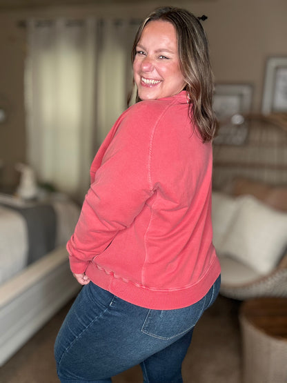 Daily Ease Mineral Wash Pullover in Ruby