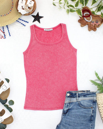 Michelle Mae Audrey Vintage Wash Tank - Red