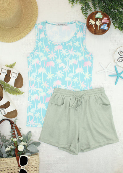 Michelle Mae Ava Tank - Aqua Palm