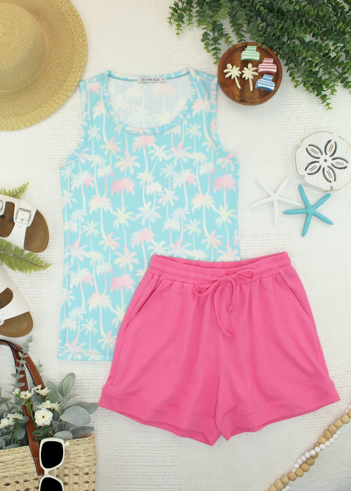 Michelle Mae Ava Tank - Aqua Palm