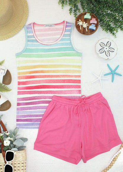 Michelle Mae Ava Tank - Rainbow Stripes