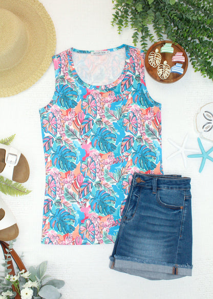 Michelle Mae Ava Tank - Tropical Palm