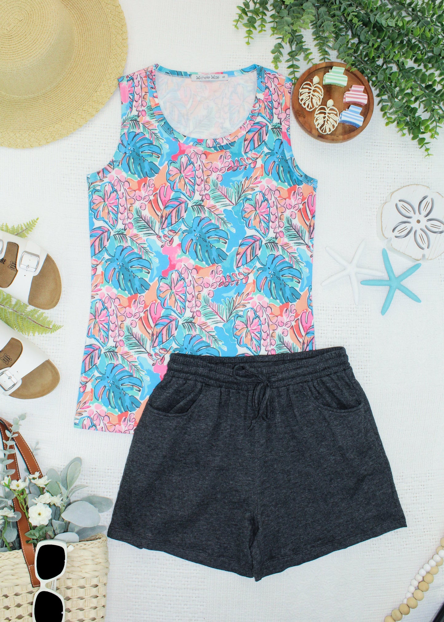 Michelle Mae Ava Tank - Tropical Palm