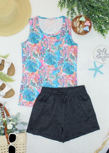 Michelle Mae Ava Tank - Tropical Palm
