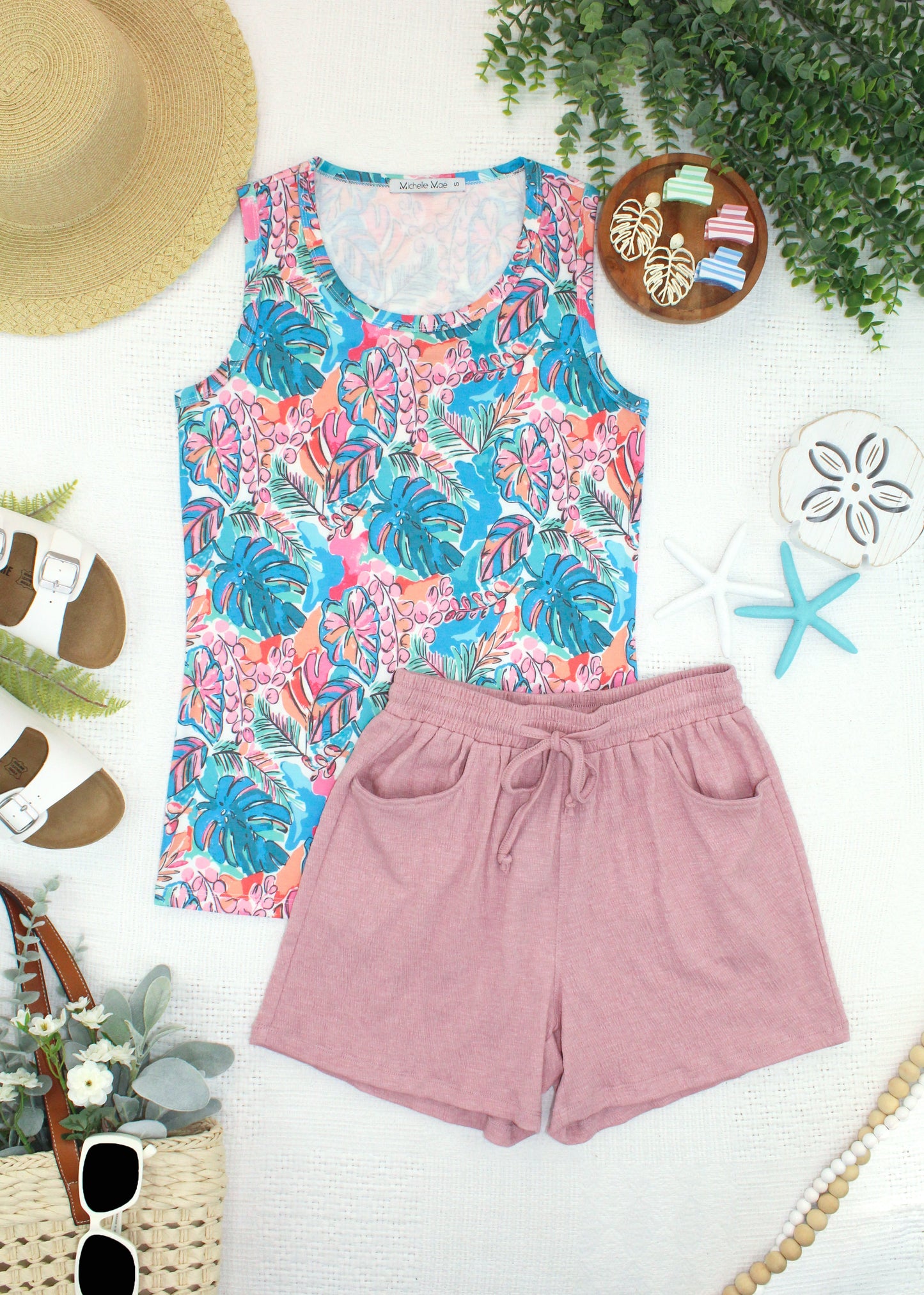 Michelle Mae Ava Tank - Tropical Palm