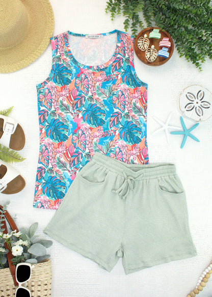 Michelle Mae Ava Tank - Tropical Palm
