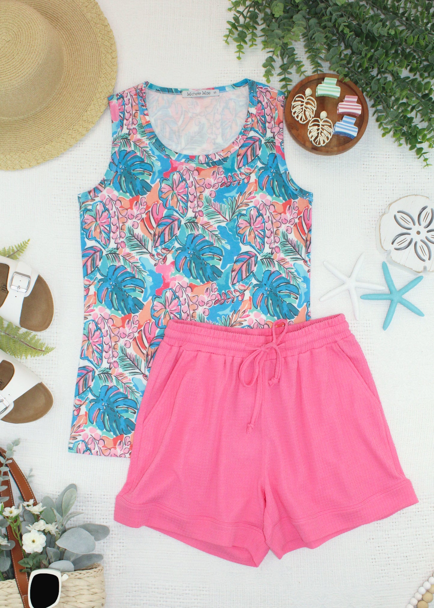 Michelle Mae Ava Tank - Tropical Palm