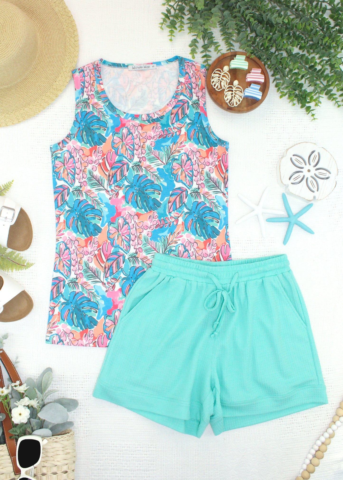 Michelle Mae Ava Tank - Tropical Palm