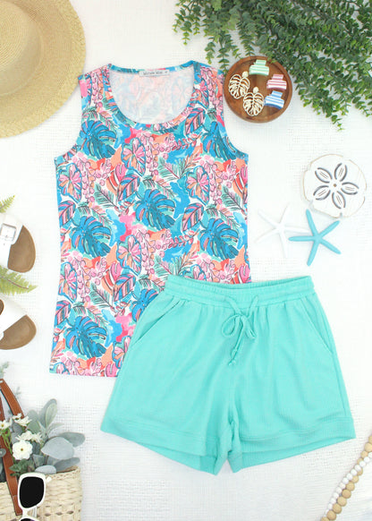 Michelle Mae Ava Tank - Tropical Palm