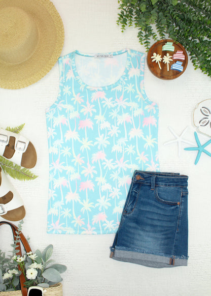 Michelle Mae Ava Tank - Aqua Palm