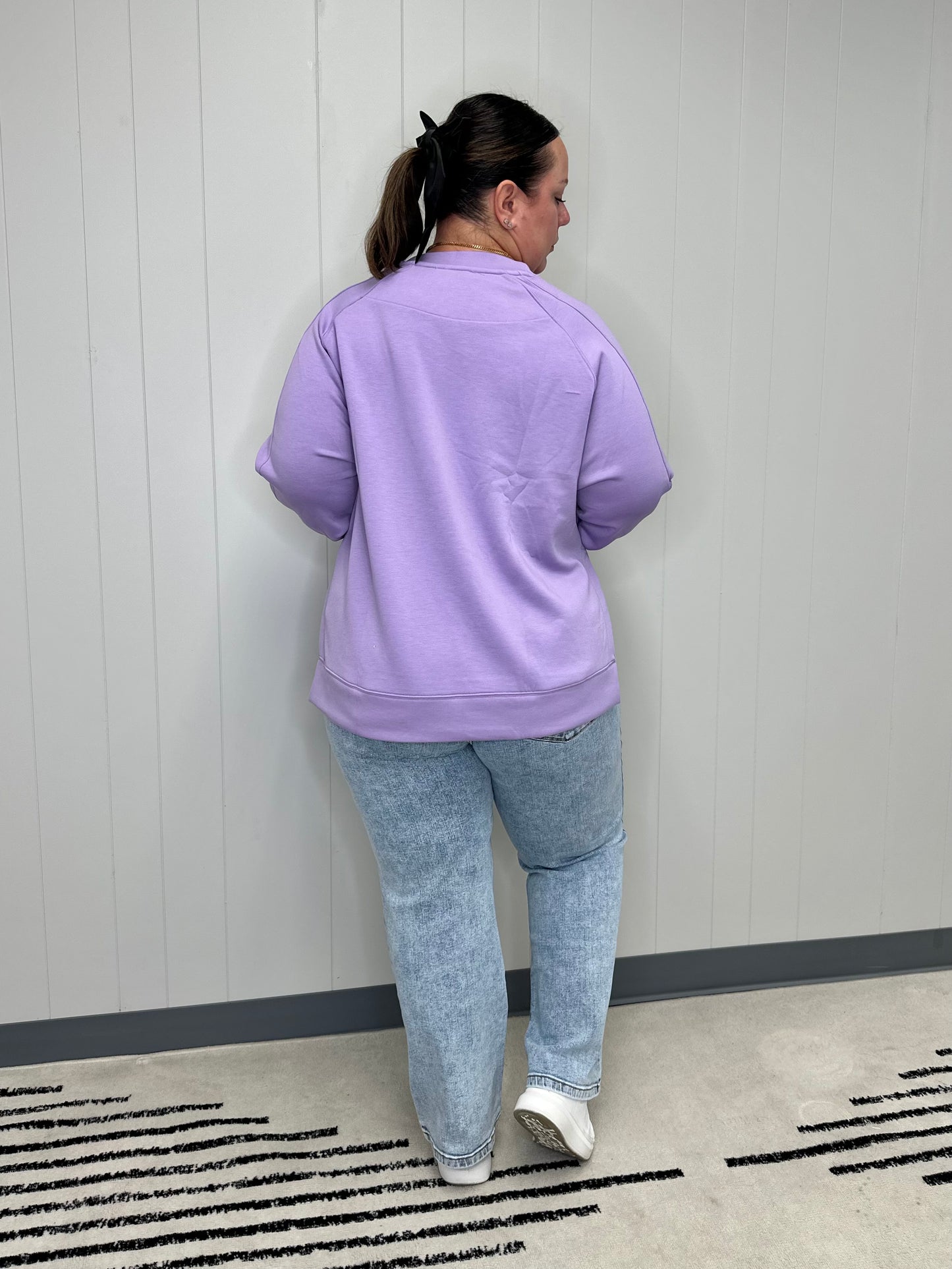 It's The Little Things Relaxed Scuba Pullover in Lavender