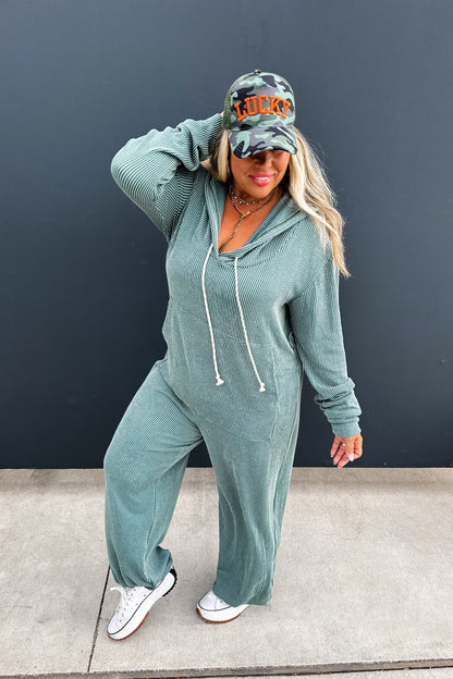 PREORDER- RIBBED HAYDEN HOODIE JUMPSUIT