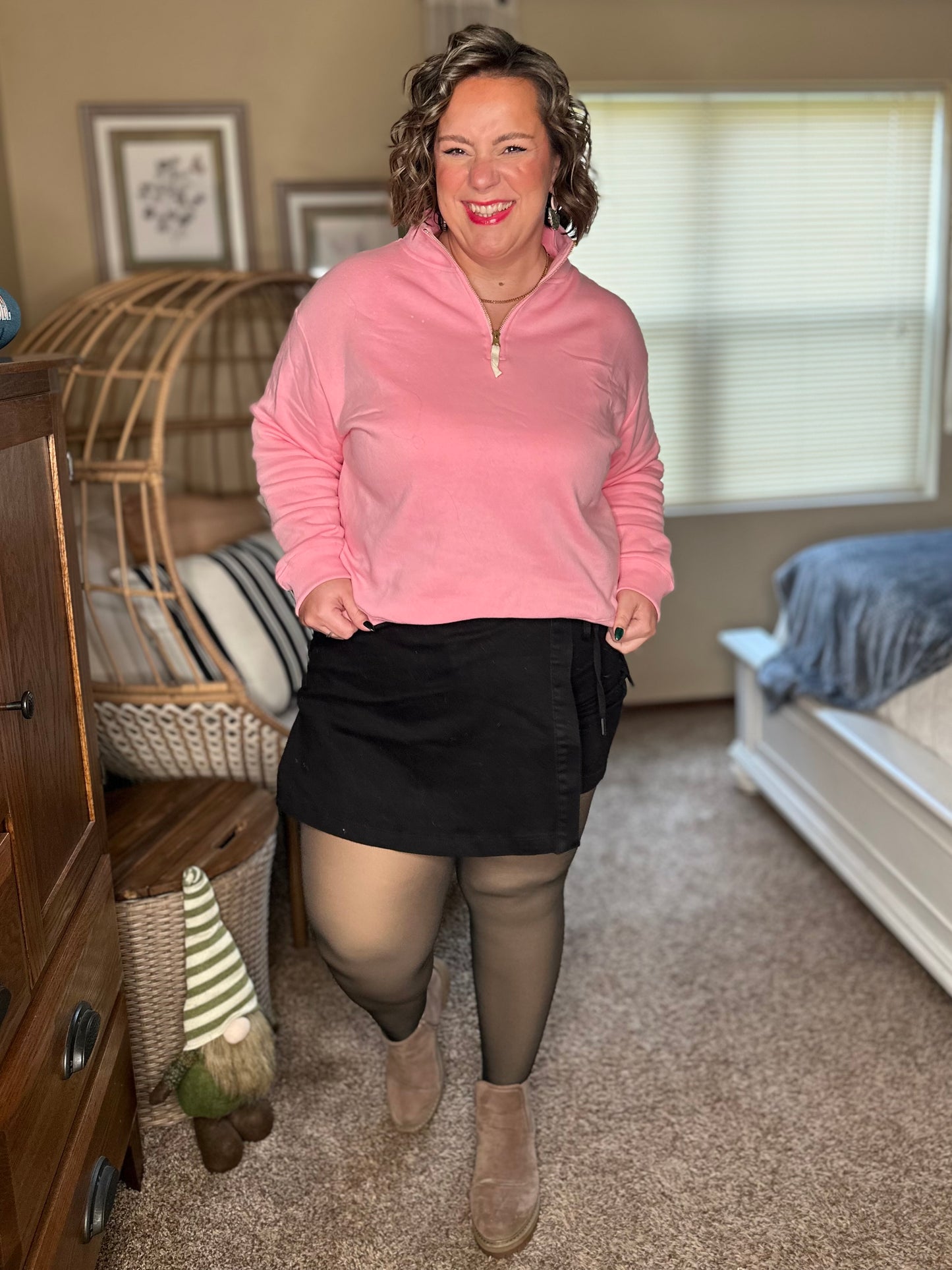 Sweater Weather Half Zip High Neck Pullover in Dark Pink