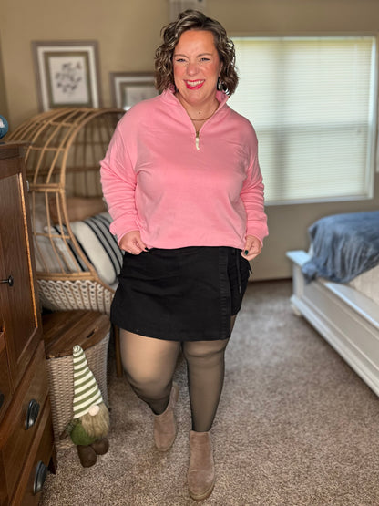 Sweater Weather Half Zip High Neck Pullover in Dark Pink