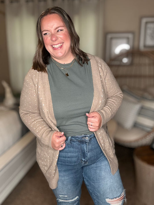 Michelle Mae Dalilah Dot Cardigan - Tan