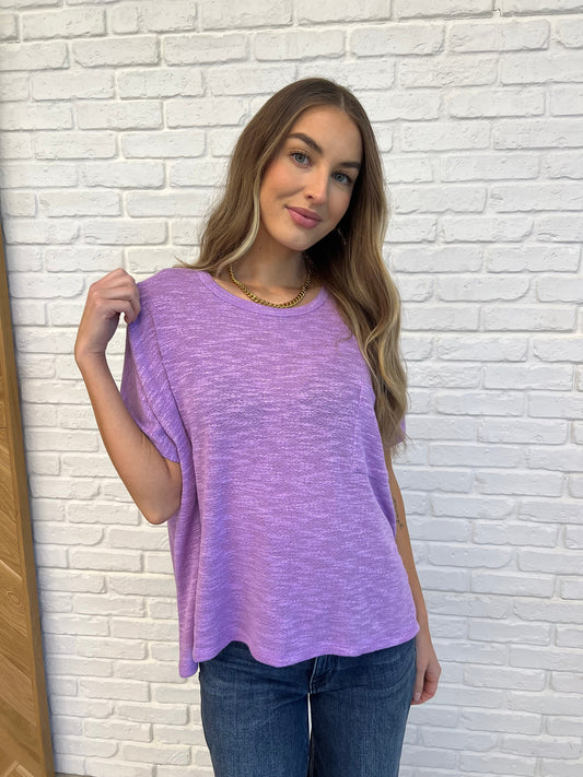 Basically Flowing Dolman Sleeve Top in B Lavender