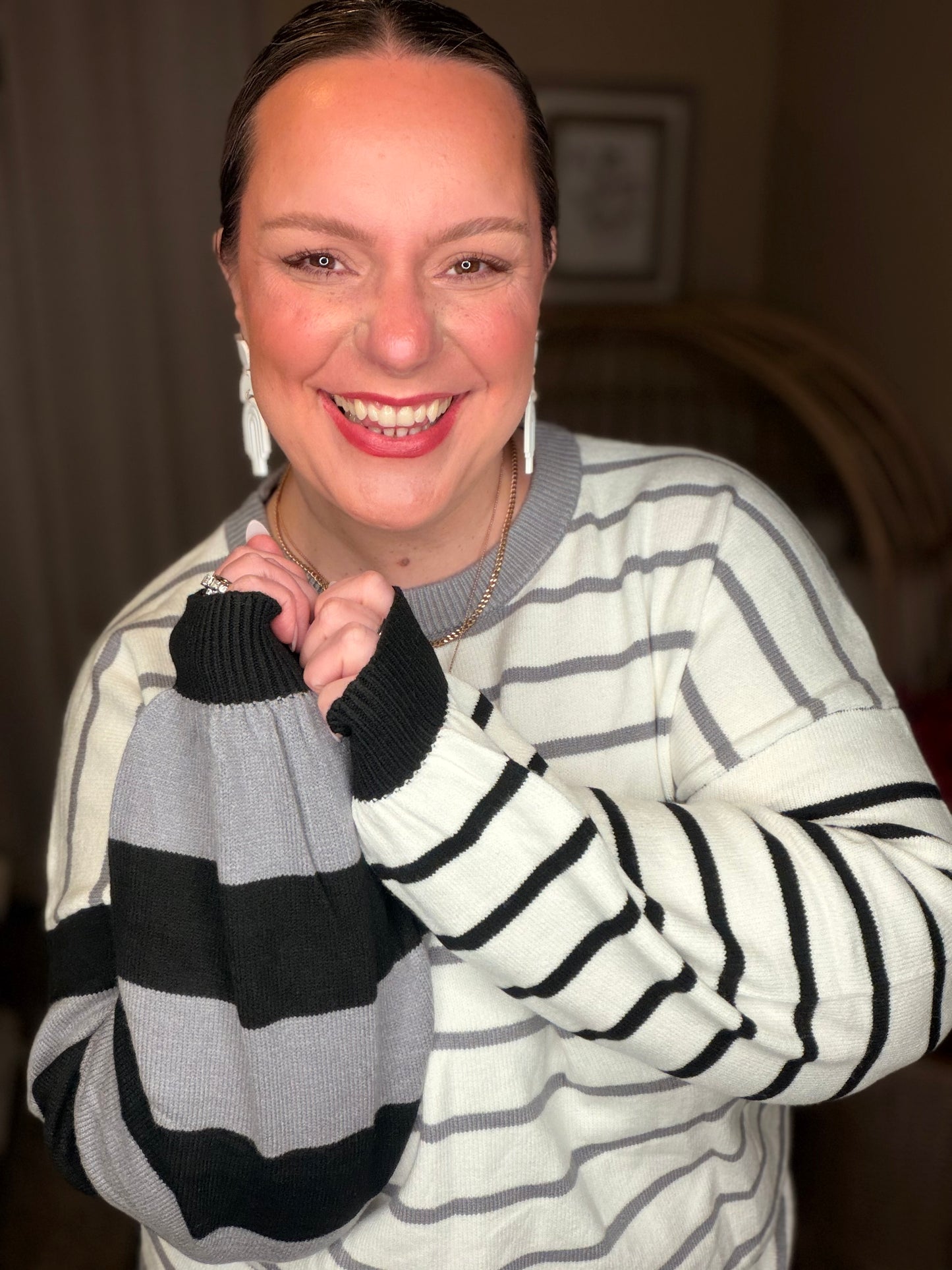 Striped Simplicity Color Block Relaxed Pullover