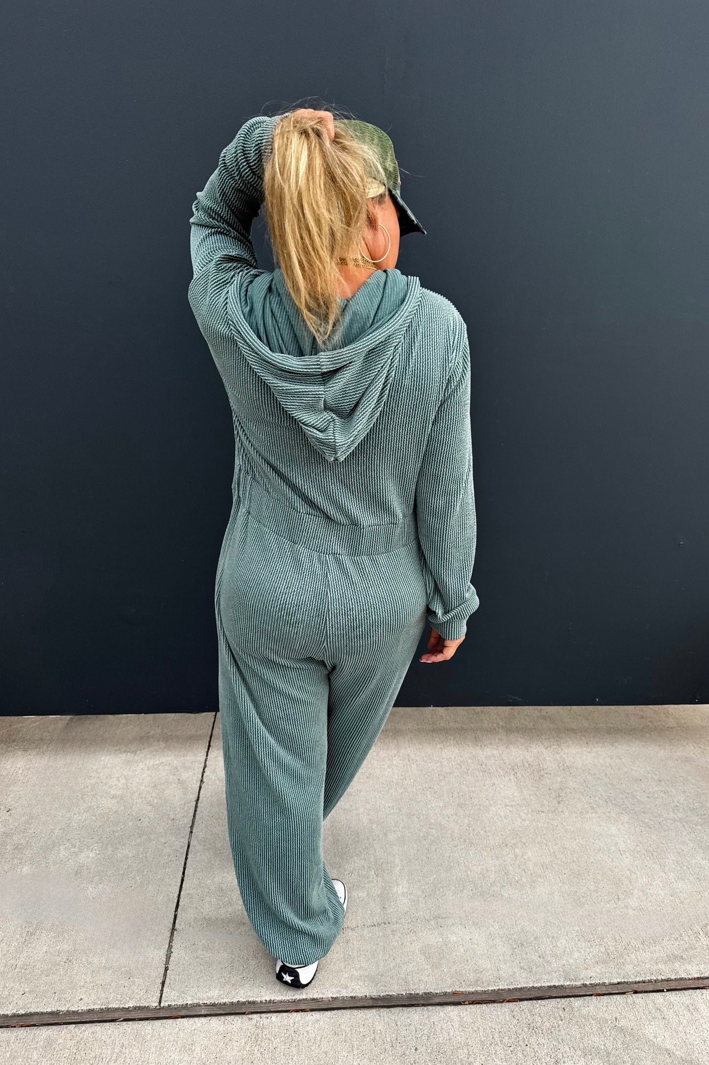 PREORDER- RIBBED HAYDEN HOODIE JUMPSUIT