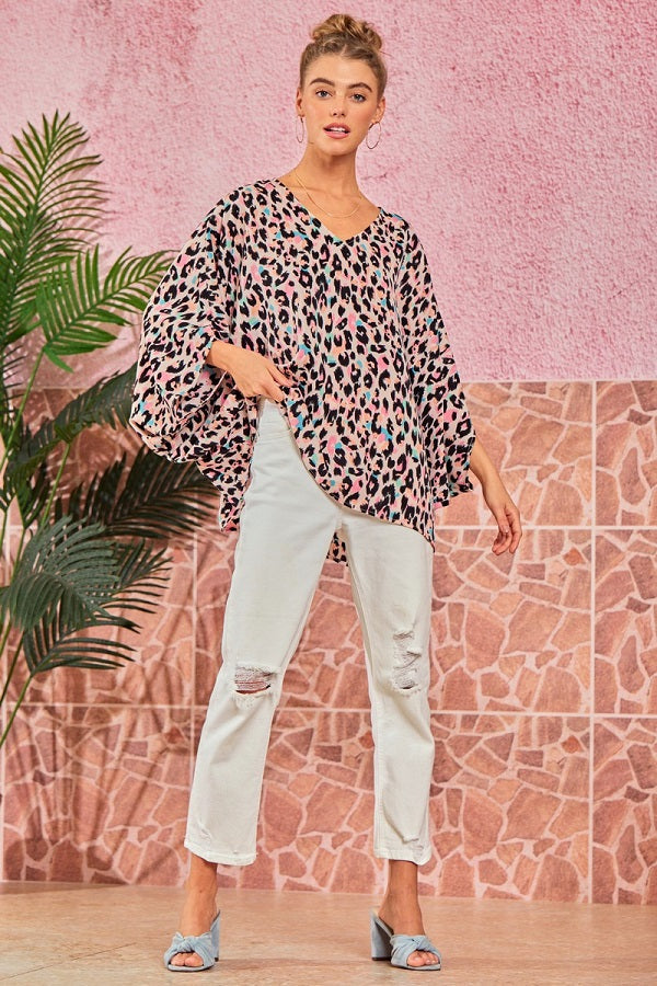 Blush Leopard Breeze Poncho Top