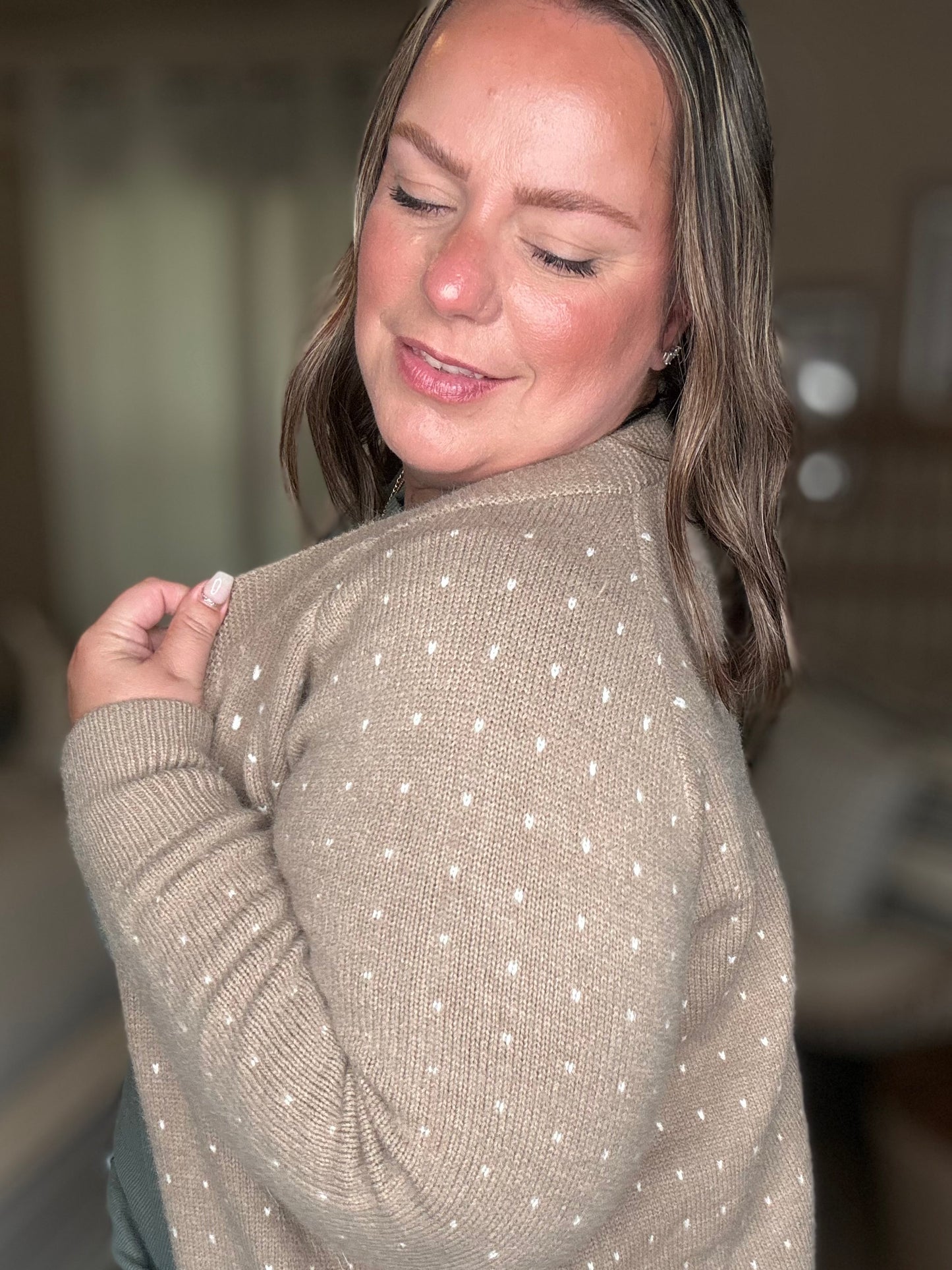 Michelle Mae Dalilah Dot Cardigan - Tan