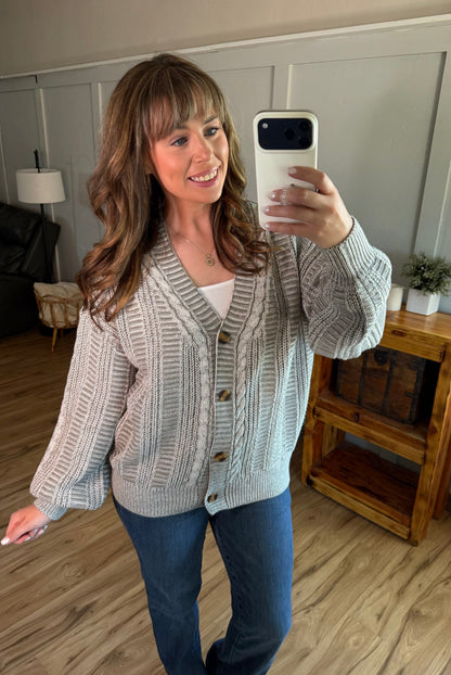 Michelle Mae Cable Cardigan - Grey