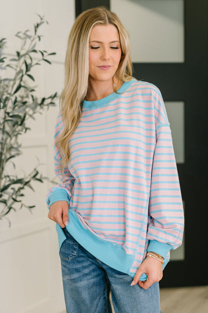 Color Clash Drop Shoulder Long Sleeve