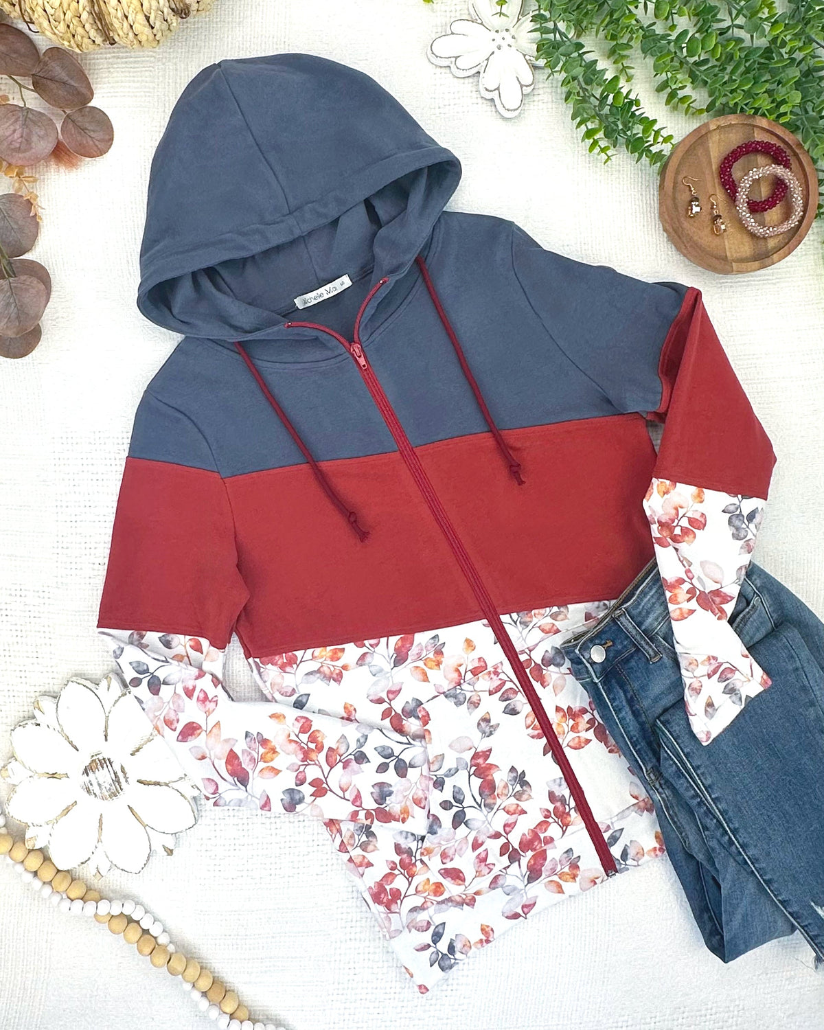 Michelle Mae Colorblock Fullzip - Autumn Watercolor Mix