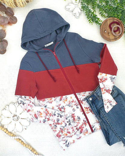 Michelle Mae Colorblock Fullzip - Autumn Watercolor Mix