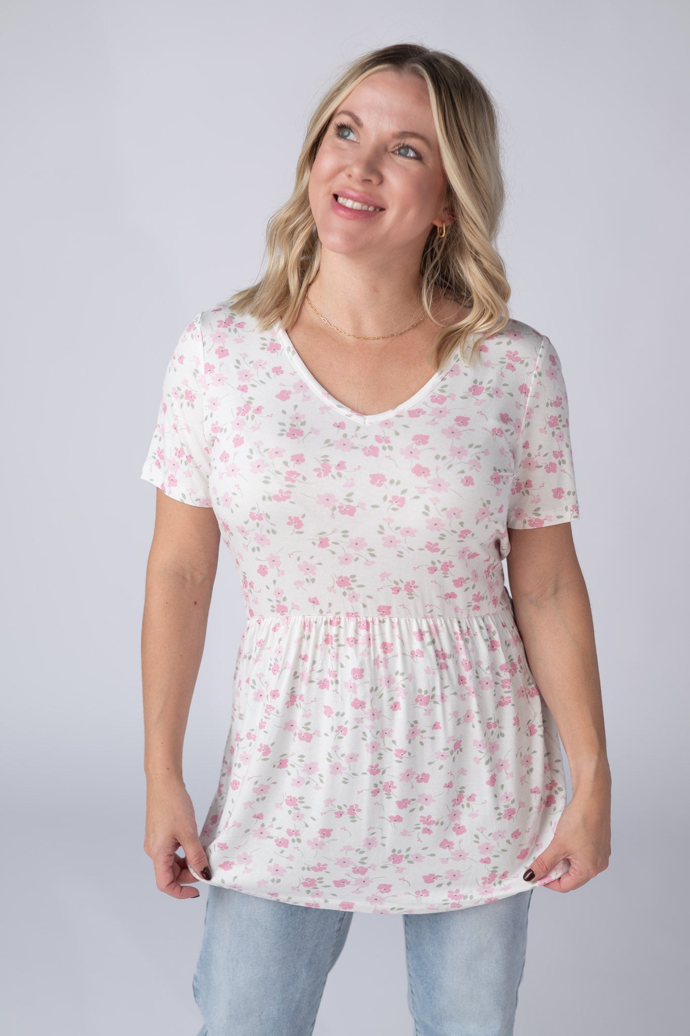 Michelle Mae Sarah Ruffle Short Sleeve - Pretty in Pink Floral