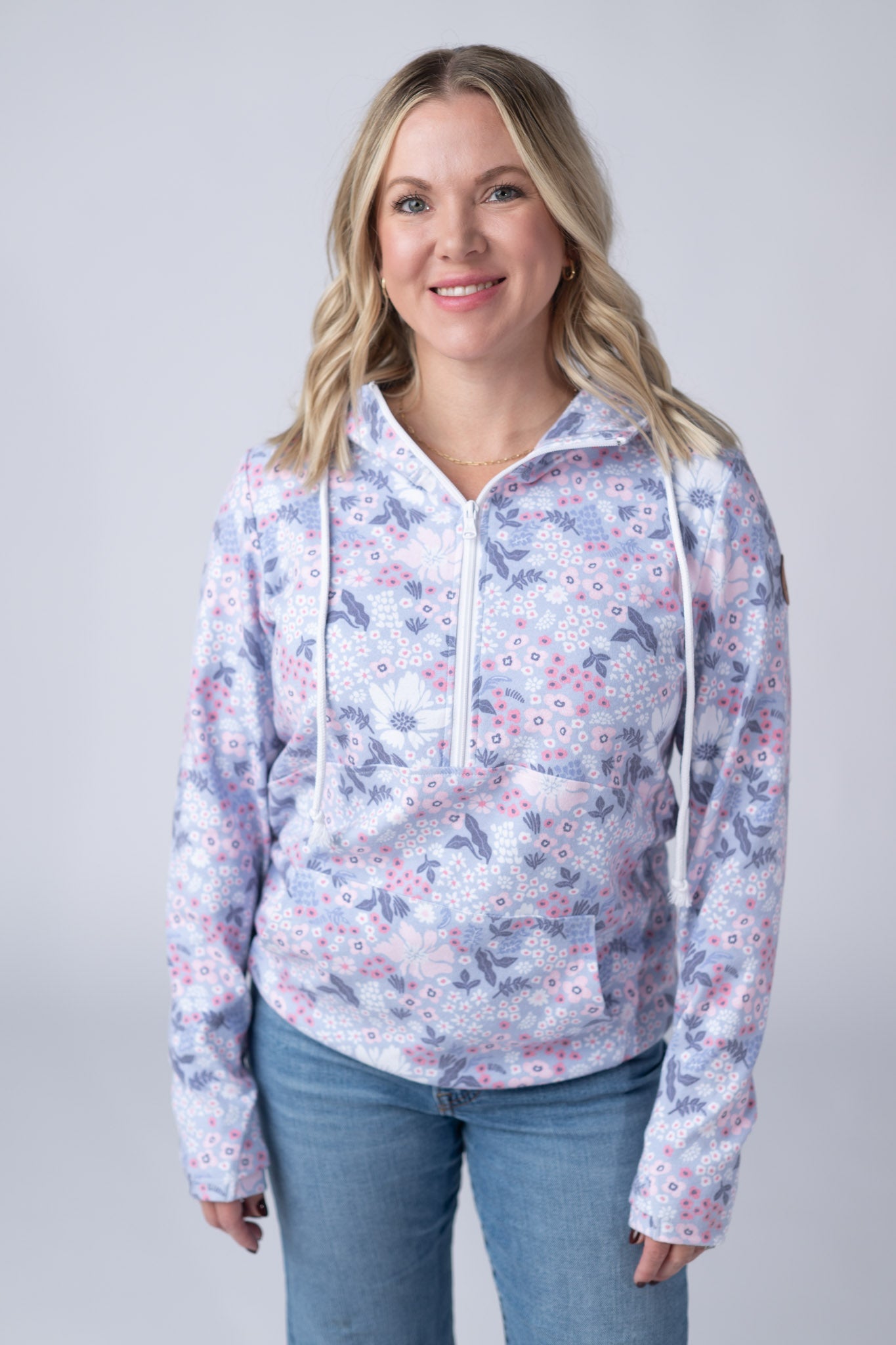 Michelle Mae HalfZip Hoodie - Ditsy Blush Floral