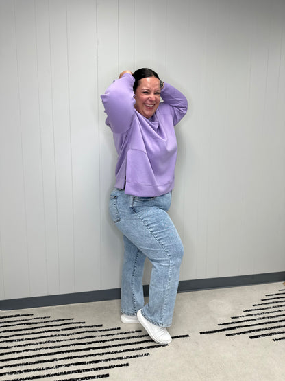 It's The Little Things Relaxed Scuba Pullover in Lavender